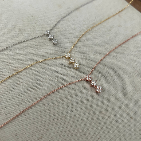 [3rd restock] O'HARA 3-TIER DUAL FLORAL BOUQUET NECKLACE IN SILVER (S925)